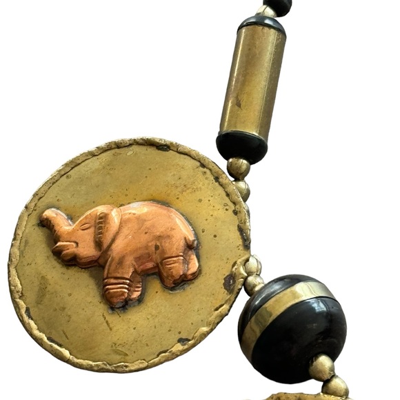 African Handmade Vintage Brass Necklace Elephants - Picture 6 of 6